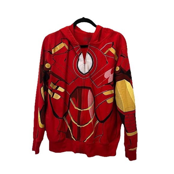 MARVEL AVENGERS ADULT MENS IRON MAN HOODIE ZIP UP SWEATSHIRT ADULT M Costume - Picture 1 of 11
